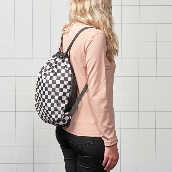 Ikea Pluggland Checkered Drawstring Backpack Tote Bag - Picture 1 of 5